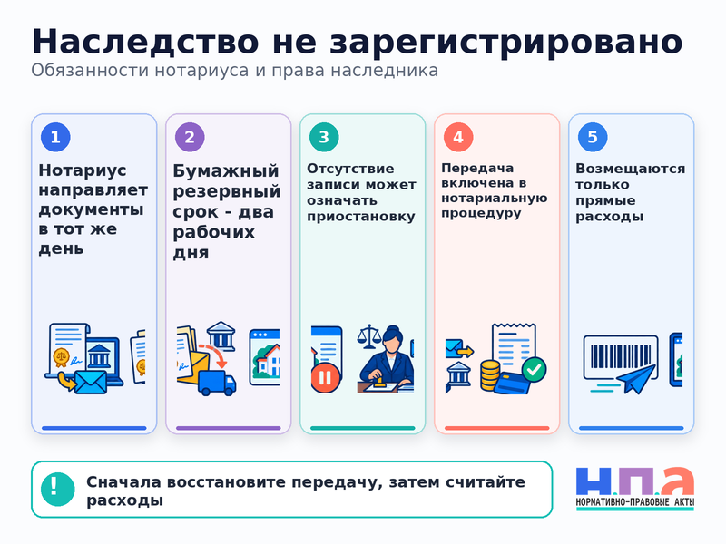 Нотариус выдал свидетельство, но не направил документы в Росреестр