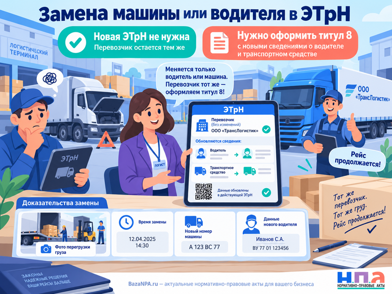 Нужно ли переоформлять ЭТрН при замене машины или водителя