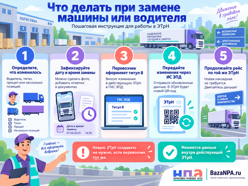 Нужно ли переоформлять ЭТрН при замене машины или водителя