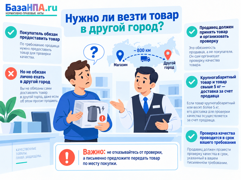 Нужно ли везти неисправный товар на проверку качества в другой город