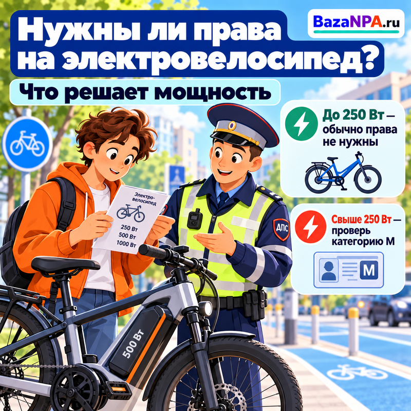 Нужны ли права на электровелосипед и как мощность меняет правила езды