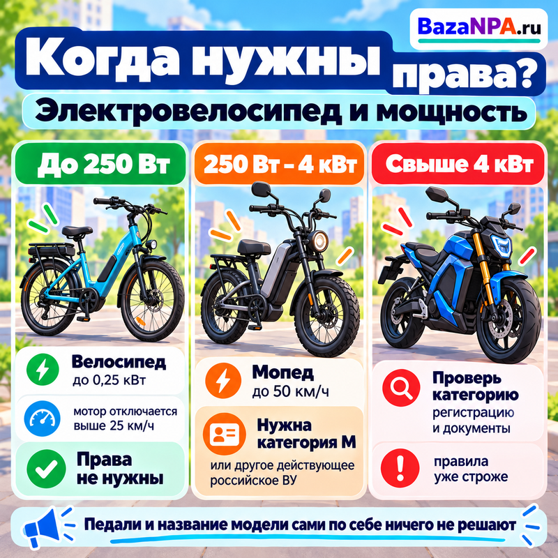 Нужны ли права на электровелосипед и как мощность меняет правила езды