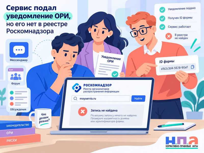ОРИ отсутствует в реестре Роскомнадзора