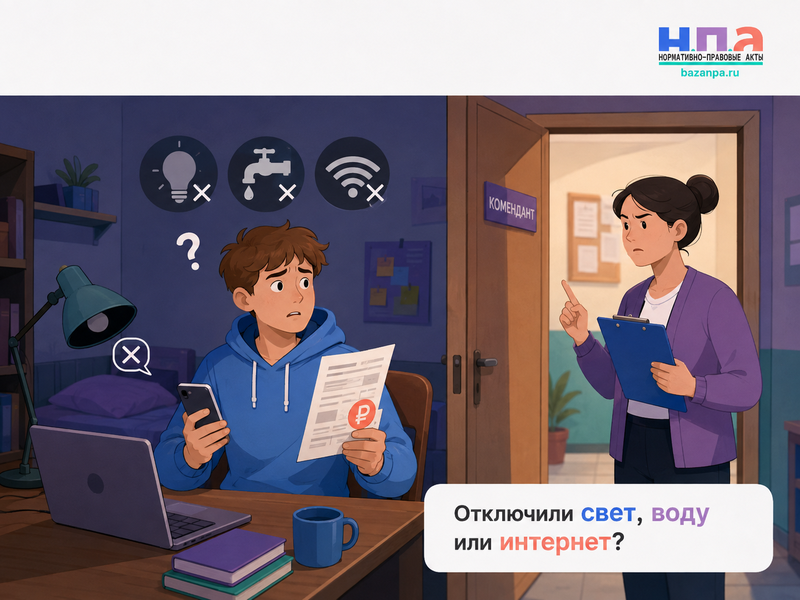 Общежитие отключило электричество, воду или интернет в комнате из-за долга либо конфликта со студентом