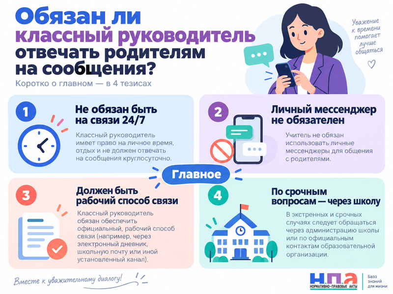 Обязан ли классный руководитель отвечать родителям на сообщения