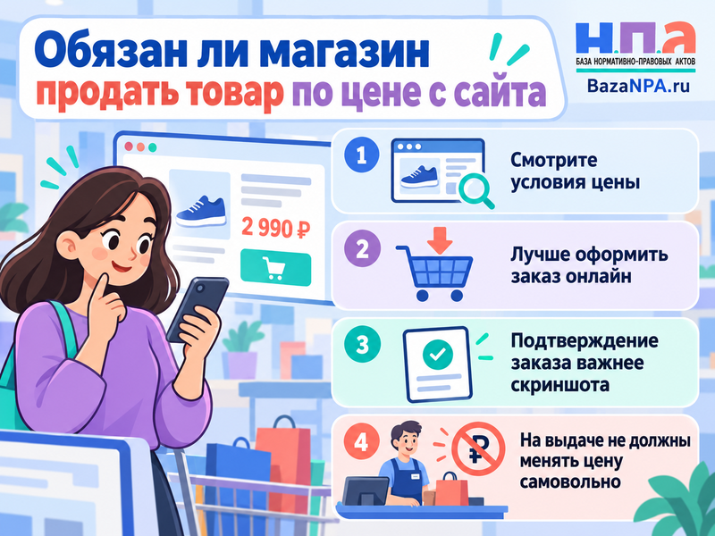 Обязан ли магазин продать товар по цене с сайта