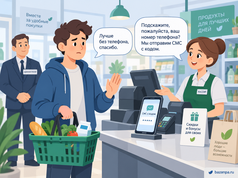Обязан ли покупатель давать магазину номер телефона и код из СМС