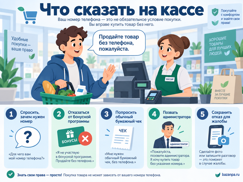 Обязан ли покупатель давать магазину номер телефона и код из СМС