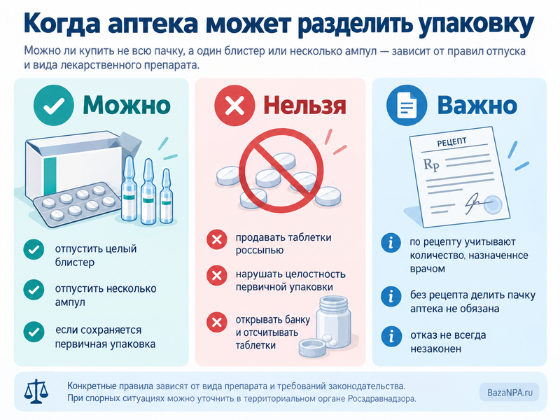 Обязана ли аптека продать один блистер или несколько ампул