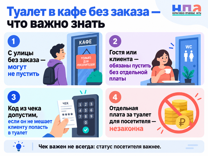 Обязано ли кафе пустить в туалет без заказа