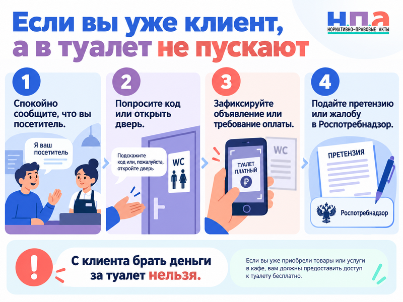 Обязано ли кафе пустить в туалет без заказа