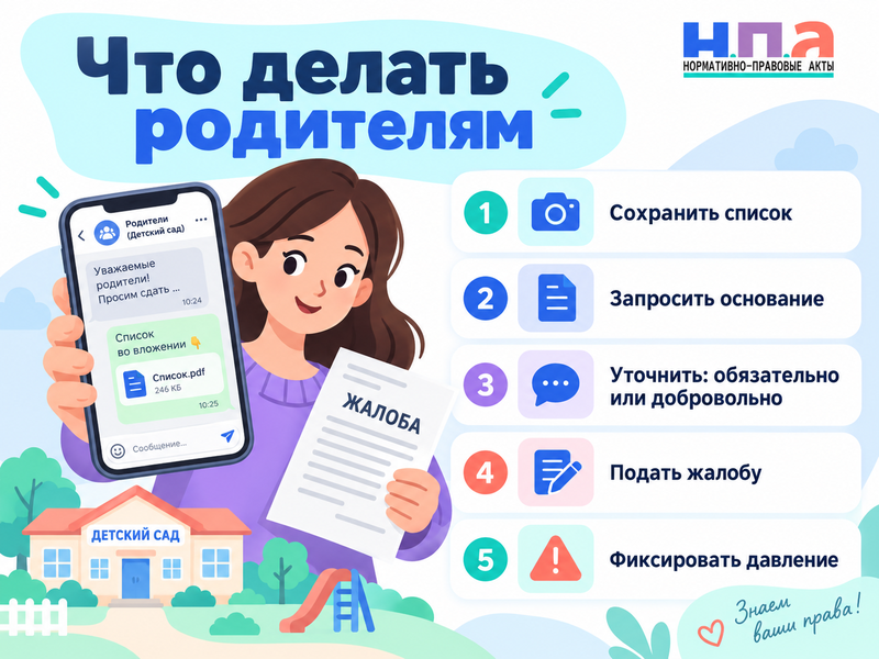Обязаны ли родители приносить туалетную бумагу и хозтовары в детсад