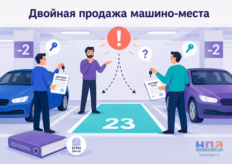 Одно машино-место продали или передали в аренду двум людям