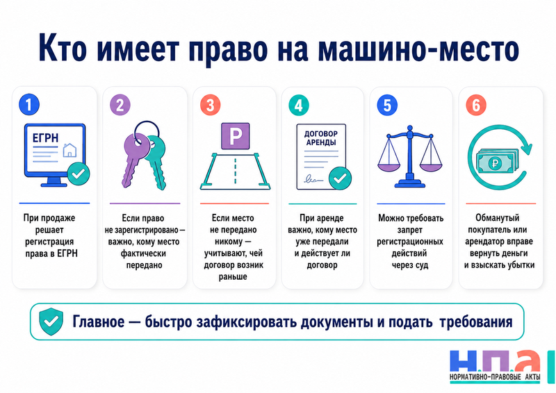 Одно машино-место продали или передали в аренду двум людям