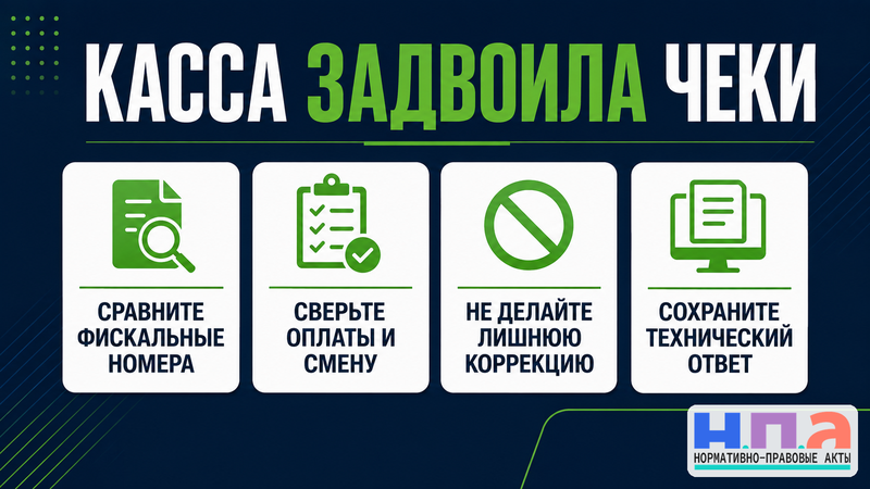 Онлайн-касса создала дубли чеков и завысила выручку