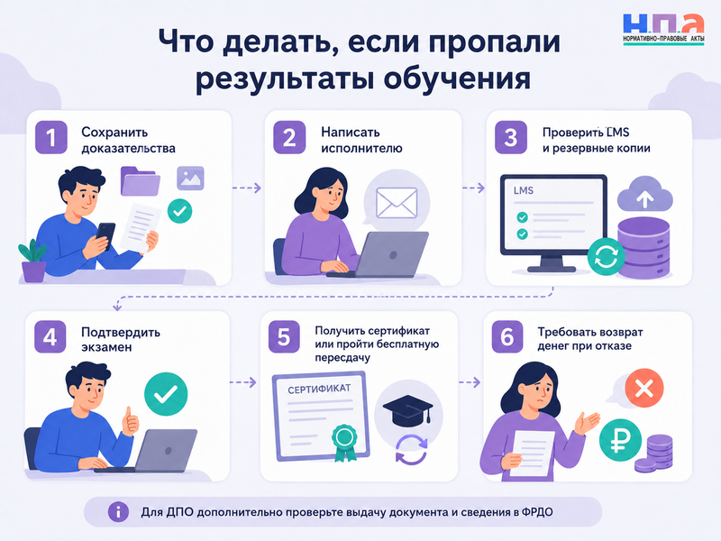 Онлайн-платформа потеряла результаты курса или экзамена как подтвердить обучение, получить документ или вернуть деньги