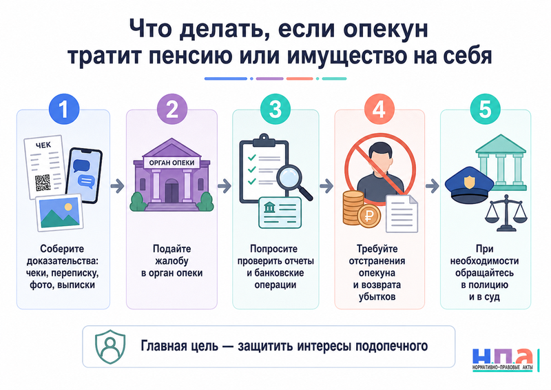 Опекун расходует пенсию, пособие или имущество подопечного в личных целях