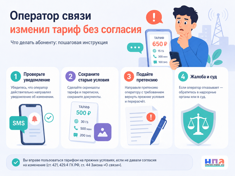Оператор связи изменил тариф без согласия можно ли вернуть прежние условия и деньги