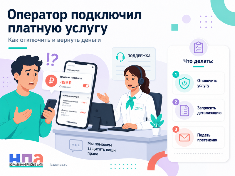 Оператор связи подключил платную услугу без согласия как вернуть деньги