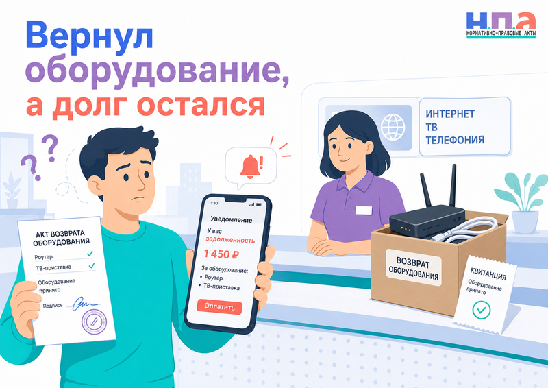 Оператор связи требует оплатить роутер, приставку или модем, которые абонент уже вернул