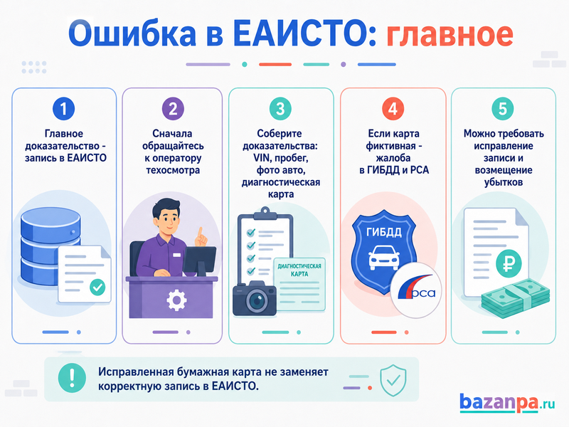 Оператор техосмотра внес в ЕАИСТО чужой пробег, неправильный VIN или неисправности автомобиля