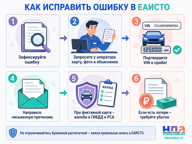 Оператор техосмотра внес в ЕАИСТО чужой пробег, неправильный VIN или неисправности автомобиля