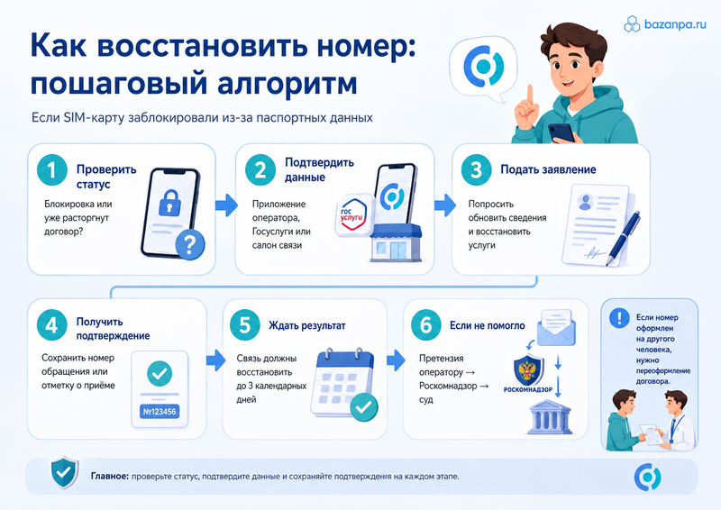 Оператор заблокировал SIM-карту из-за неподтверждённых или неактуальных паспортных данных как восстановить номер