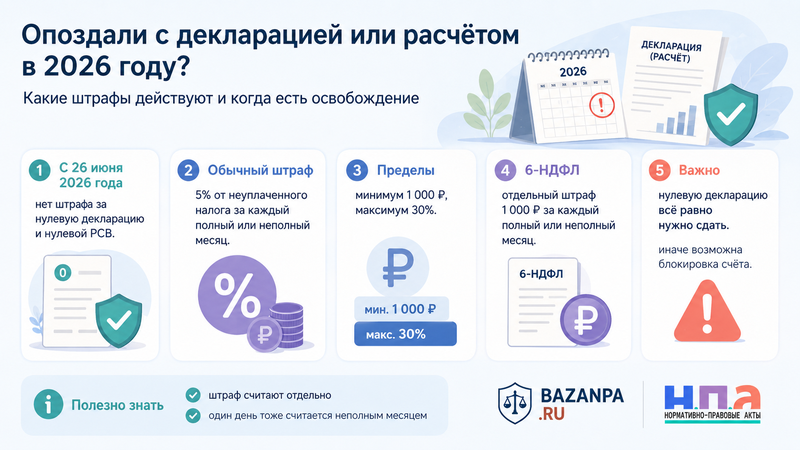 Опоздание с налоговой декларацией или расчетом в 2026 году новые штрафы, упрощенная проверка и смягчающие обстоятельства