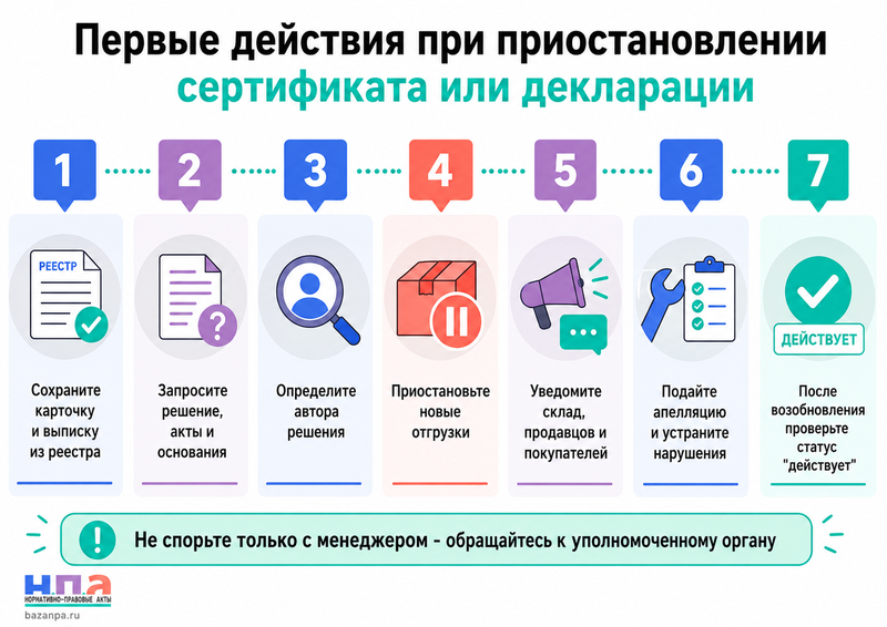 Орган по сертификации приостановил сертификат или декларацию соответствия без предупреждения