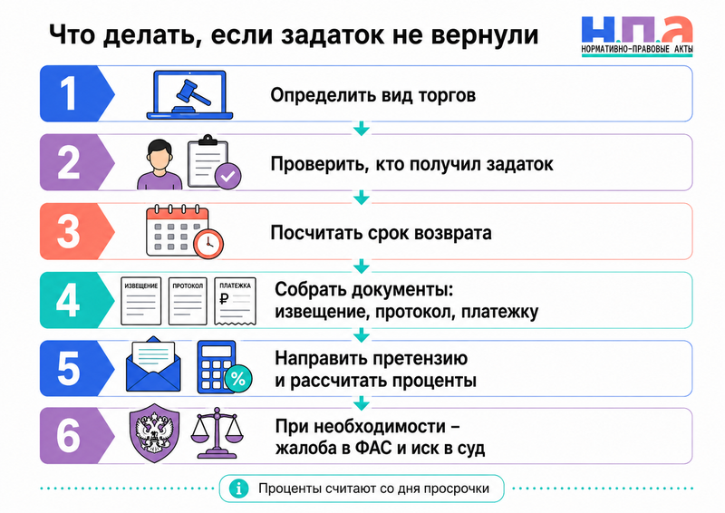 Организатор торгов или электронная площадка не возвращает задаток участнику, который не выиграл аукцион