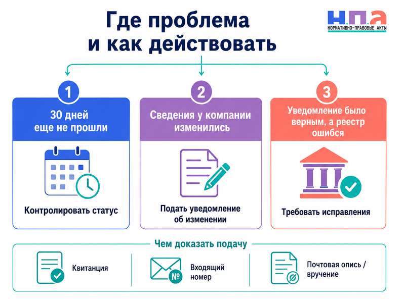 Организация подала уведомление, но отсутствует в реестре операторов Роскомнадзора как исправить сведения и доказать подачу