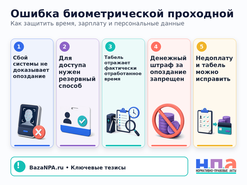 Ошибка биометрической проходной как оспорить опоздание, табель и удержание