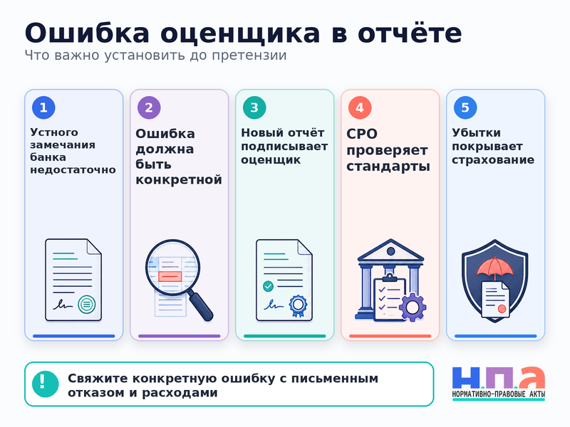 Ошибка оценщика в отчете как исправить документ и взыскать убытки