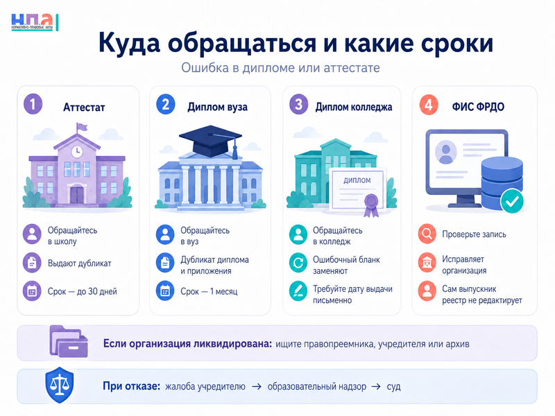 Ошибка в дипломе или аттестате как исправить сведения и получить дубликат документа