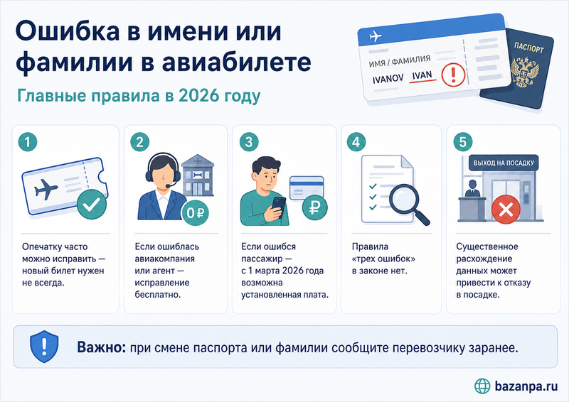 Ошибка в имени или фамилии пассажира в авиабилете: исправление, доплата и отказ в перевозке