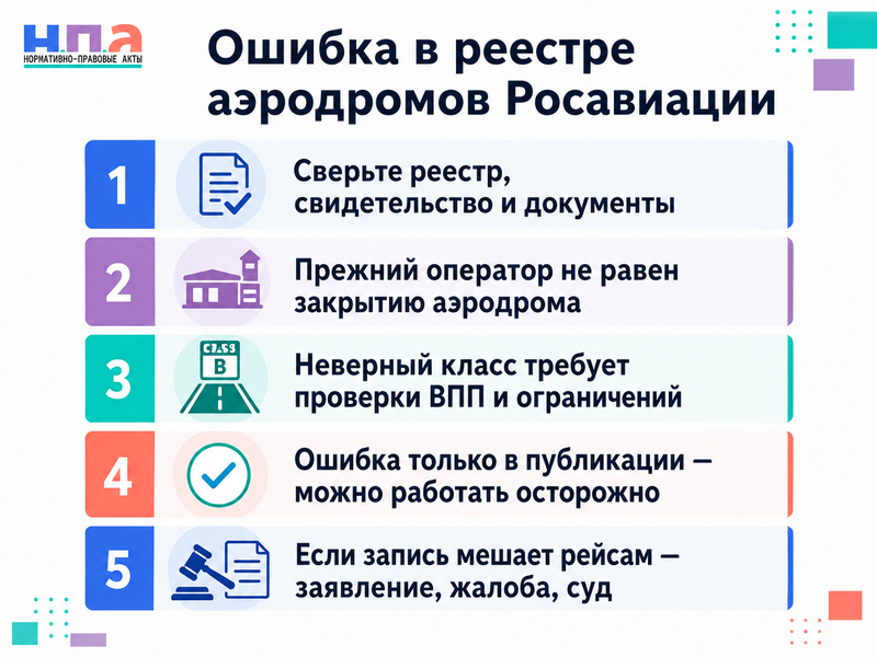 Ошибка в реестре аэродромов Росавиации