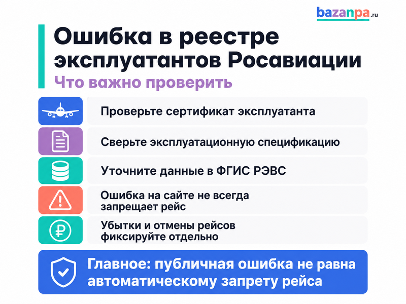 Ошибка в реестре эксплуатантов Росавиации
