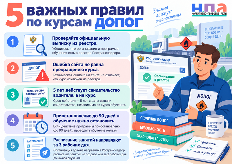 Ошибка в реестре курсов ДОПОГ