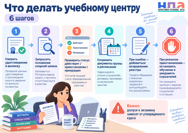 Ошибка в реестре курсов ДОПОГ