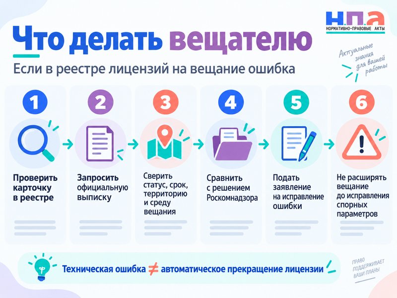 Ошибка в реестре лицензии на вещание