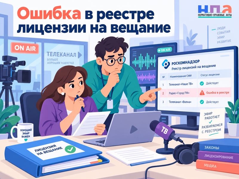 Ошибка в реестре лицензии на вещание