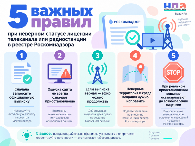 Ошибка в реестре лицензии на вещание