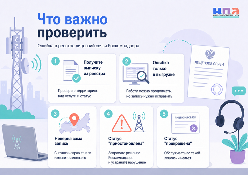 Ошибка в реестре лицензий связи