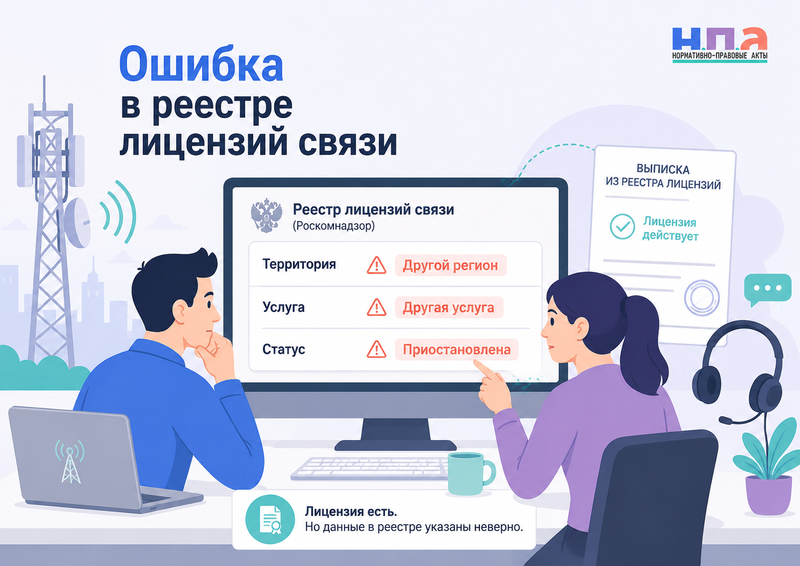 Ошибка в реестре лицензий связи