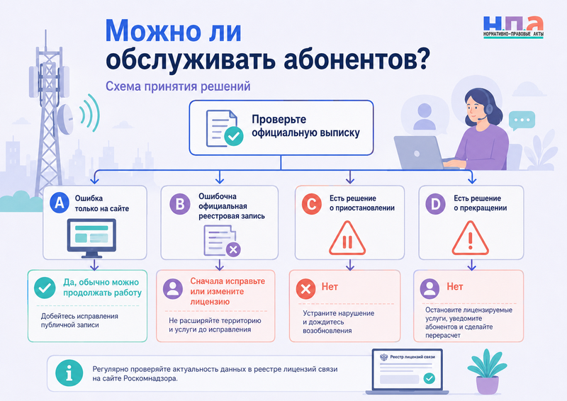 Ошибка в реестре лицензий связи