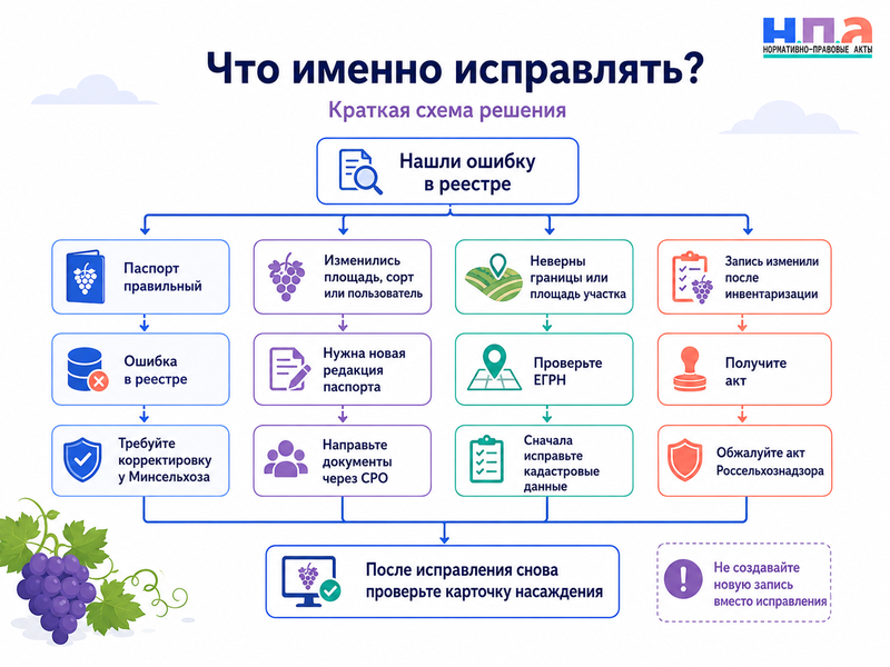 Ошибка в реестре виноградных насаждений