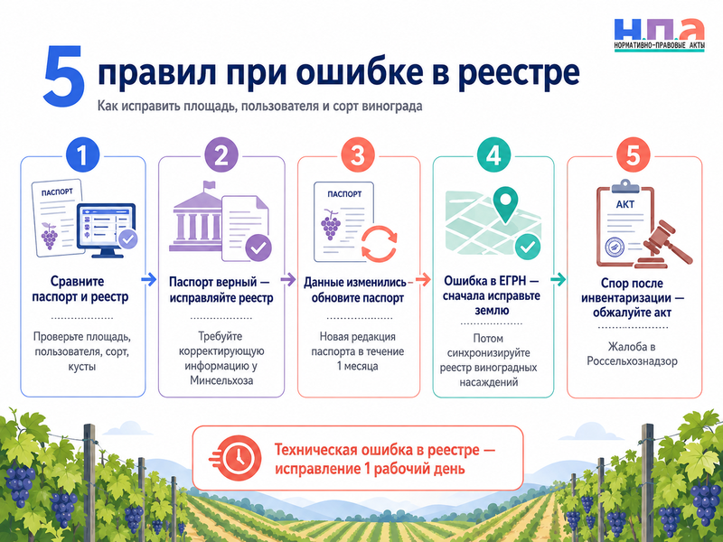 Ошибка в реестре виноградных насаждений