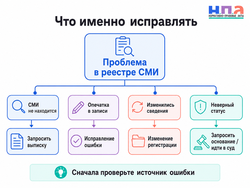 Ошибка в реестре зарегистрированных СМИ