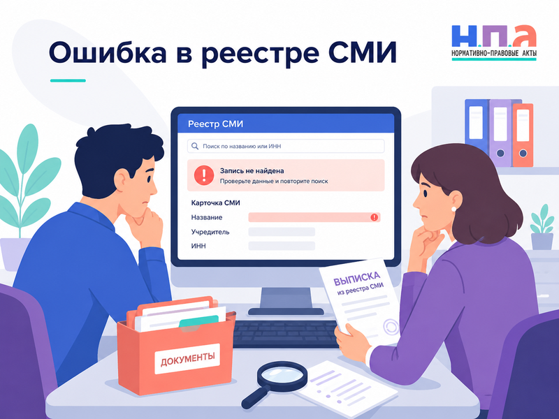 Ошибка в реестре зарегистрированных СМИ
