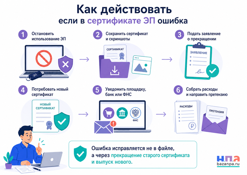 Ошибка в сертификате электронной подписи как исправить ИНН, ОГРН или полномочия